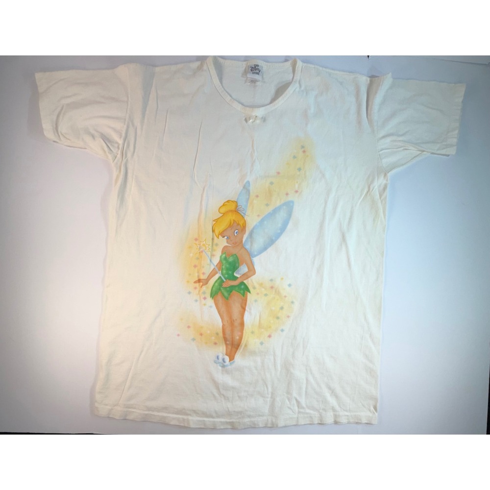 Vintage Disney Store Tinker Bell Night Shirt One Size White Made in USA Moo Moo